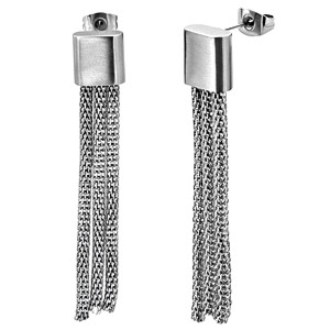 Stainless Steel Triple Mesh Dangle Earrings